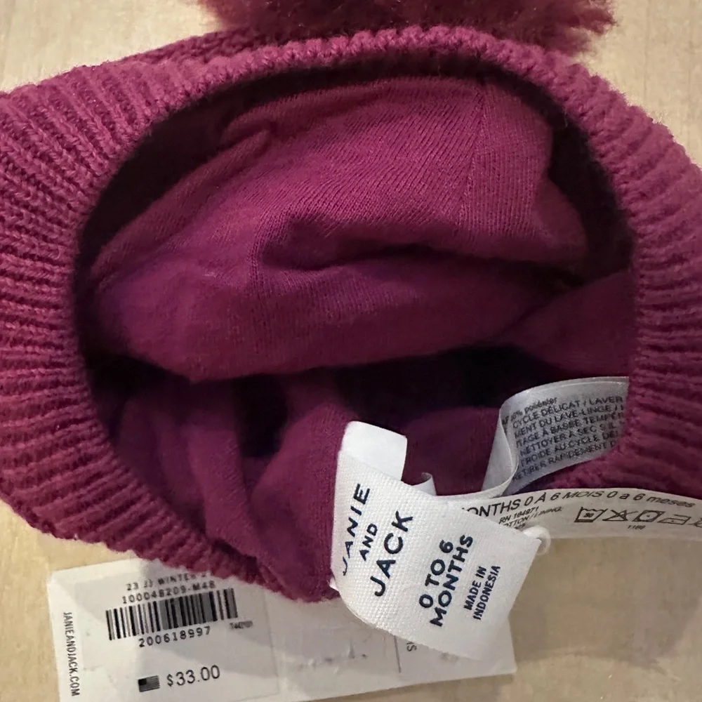 Janie and Jack Burgundy Knit Beanie